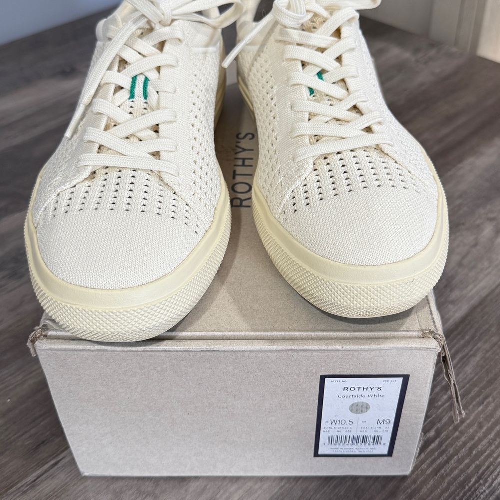 Rothy's Lace Up Sneakers RS02 Knit Courtside White 10.5